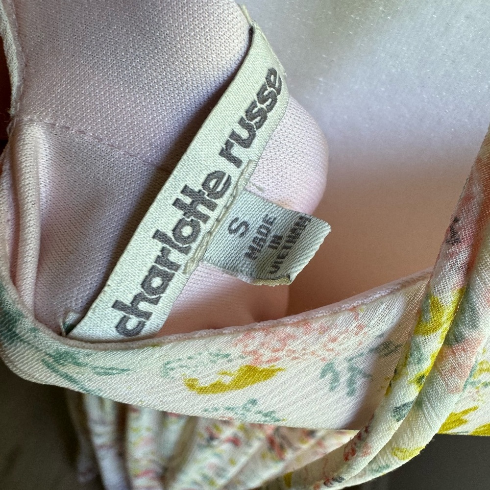 Charlotte Russell Floral Ruffle-Trim Maxi Dress Pink Size Small - Picture 5 of 6
